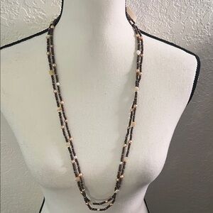 Chaps Multi-Strand Brown and faux pearl Necklace